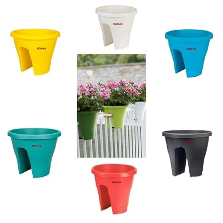 Vgreen Garden Store Balcony Railing Planter, Multi Color (6 Qty)