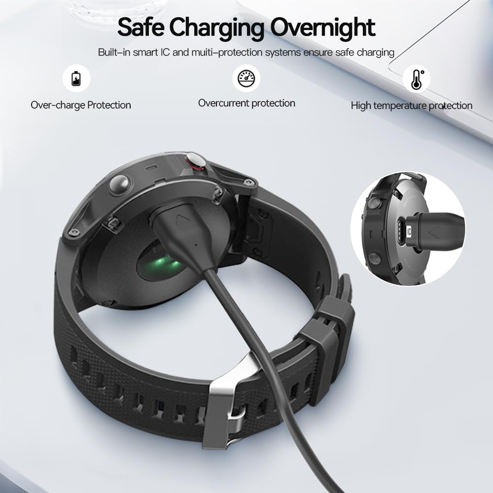 AWINNER Compatible with Garmin Watch Charger, USB-C Cable, 3ft, 2-Pack, Black