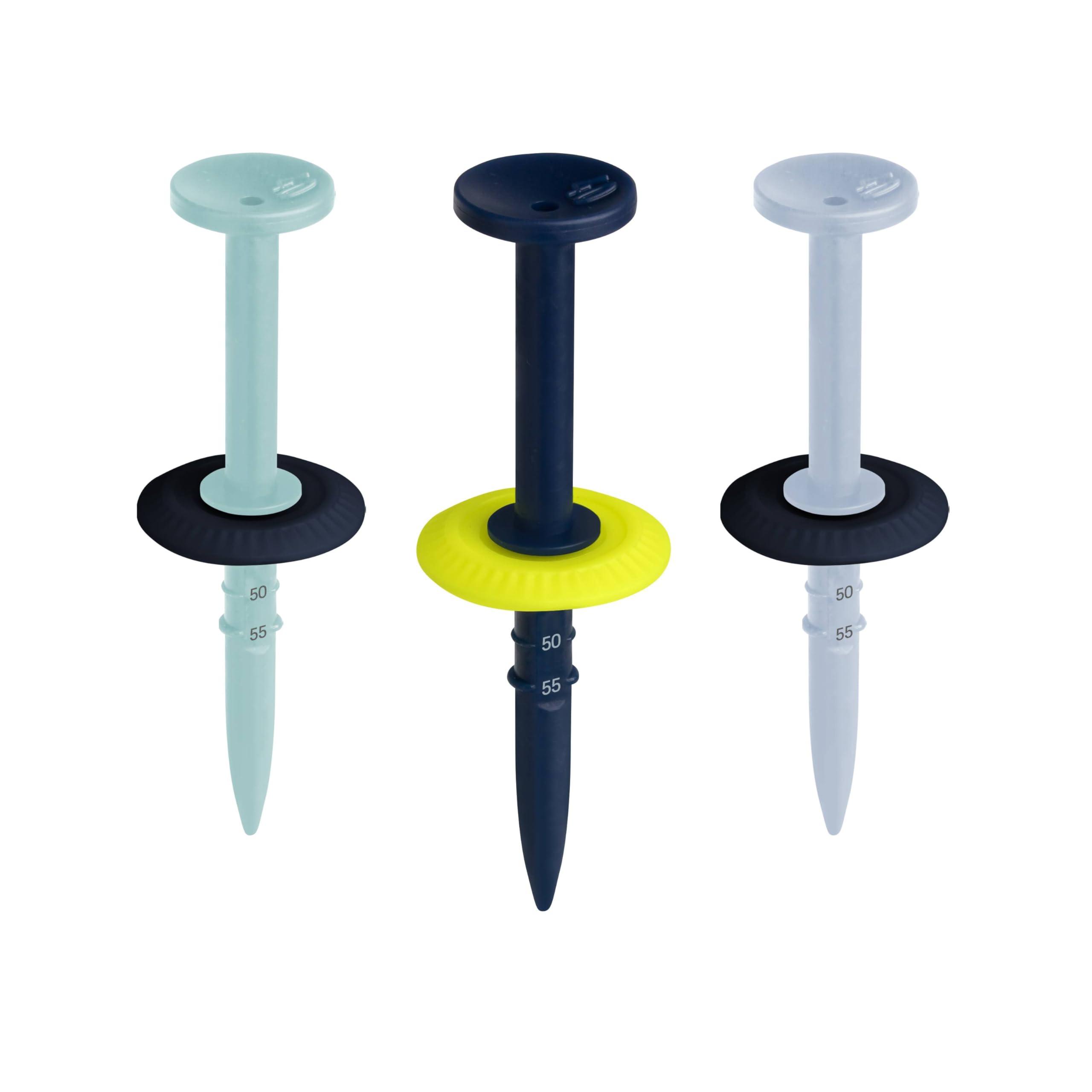 Pioneer Design Height Adjustable Golf Tees, Made of PE and PVC materials | 40, 45, 50, 55mm Height Available - 3pcs (PID-GT-01P)