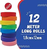 JFA Supplies 8 Rolls Rainbow Masking Tape 8 Colours 1.8cm x 12m Crafts Home view 3