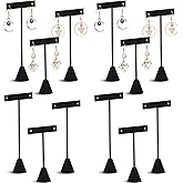 Marsui 12 Pcs Earring Display Set T Bar Earring Display Stand with 3 Heights Earrings Stand for Jewelry Vendors (Black)