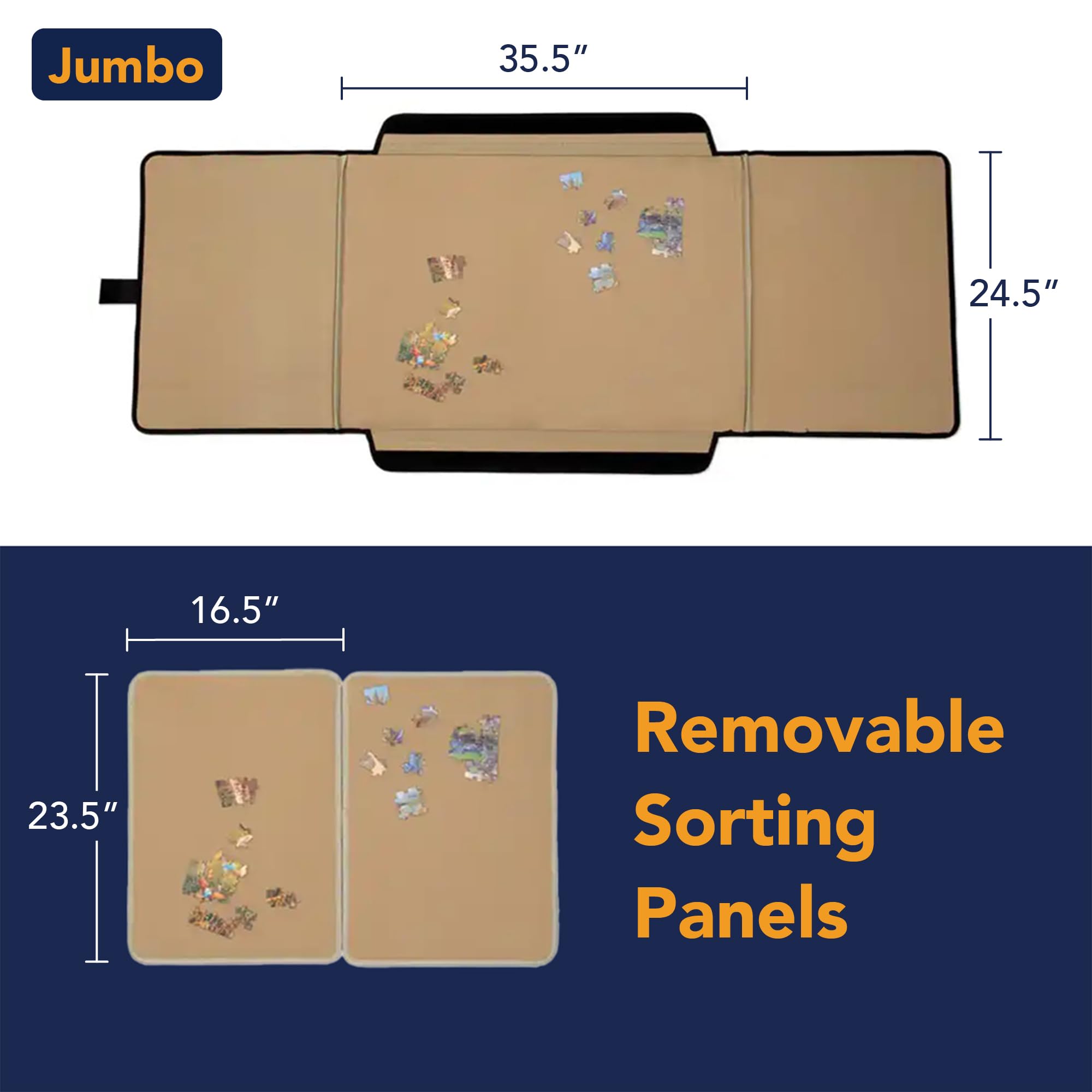 Bits and Pieces Portapuzzle Portable Puzzle Board 1500 Pieces - Compact Lightweight Foldable Portable Puzzle Mat with Removable Sorting Areas - 24.5 Inch x 35.5 Inch