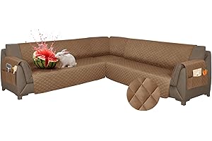 ROFASVCO Sectional Couch Covers Waterproof 6PCS L Shaped Couch Cover Washable Non Slip Sectional Sofa Slipcovers Soft Large U Shape Corner Sofa Protector for Pet Dogs Cats Kids (XX-Large, Dark Coffee)