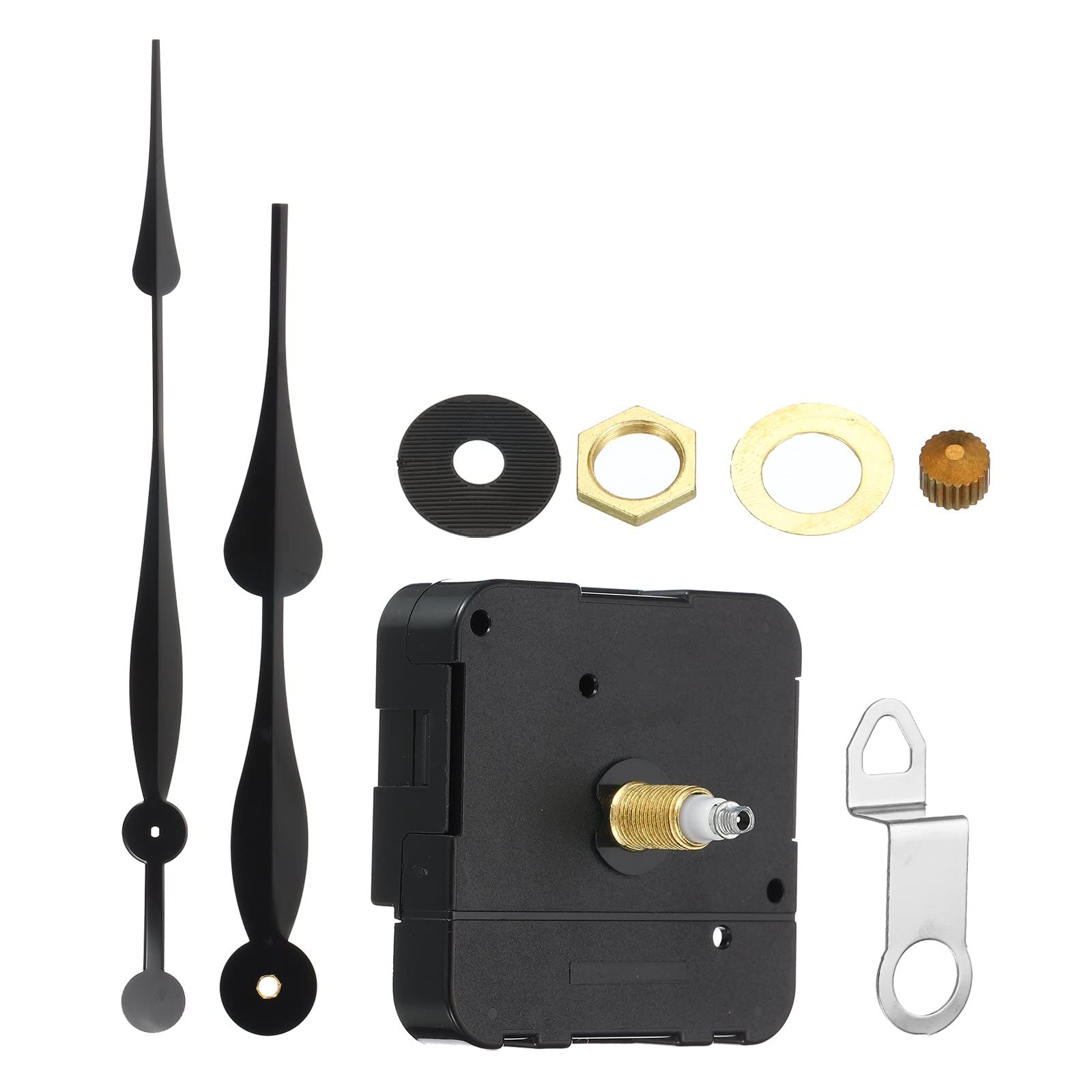 PATIKIL Clock Mechanism Replacement Kits, 1 Set DIY Clock Part with 12" Long Clock Hand 28mm/1.1" Shaft Length Fit for 8-12mm Dial Thickness Black