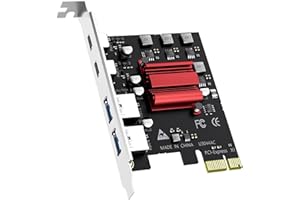 GLOTRENDS U3044AC 4-Port (2 x Type-C+ 2 x Type-A) USB 3.0 5Gbps PCIe Expansion Card for Intel, AMD, and ARM Platform, Compati
