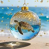 2026 Playful Animal Ball Decorations, 3D Marine & Forest Life Crystal Glass Collection, Holiday Vivid Handcrafted Animals Ornament - Turtle