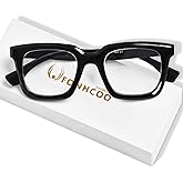 FONHCOO Reading Glasses for Women Men Blue Light Blocking Square Stylish Computer Readers with Spring Hinge Anti UV Glare