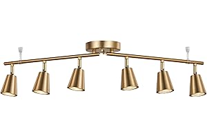 CRAFTRONOS 6 Light Track Lighting Kit, Matte Brass Finish Foldable and Adjustable with Modern Ceiling Spotlight for Kitchen,Living,Bed Room Home Improvement