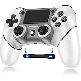 Wireless Controller Compatible with PS4/Pro/Slim, Black ps4 controller with Dual Vibration, 1000mAh Battery, 6-Axis Motion Sensor, Built-in Speaker & 3.5mm Headphone Jack, Charging Cable (White)