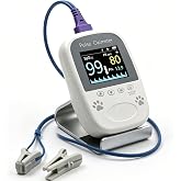 Free App Data Storage Veterinary Handheld AM1000A-Vet Blood Oxygen Saturation and Pulse Rate Tongue Probe Pets with Bluetooth