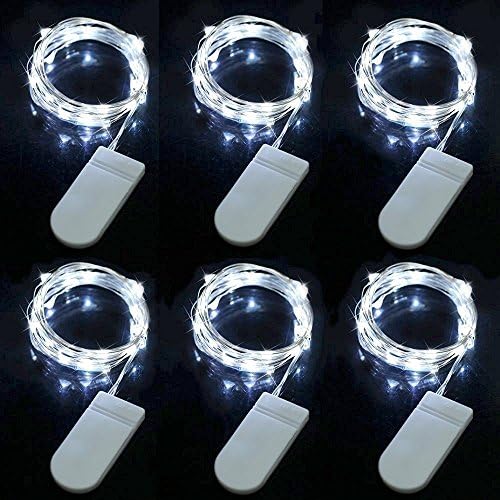 20 LED Copper Wire Starry String Lights, 7.2 Feet, 6 Pack (Pure White)