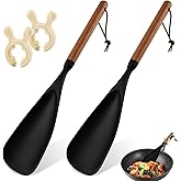 Zorivane 2 Pack Cooking Spoon for Nonstick Cookwares, Premium Kitchen Utensil Set for Cooking, Baking, and Serving, Mixing, Flipping, Wooden Handle Spoons and Spoon Racks