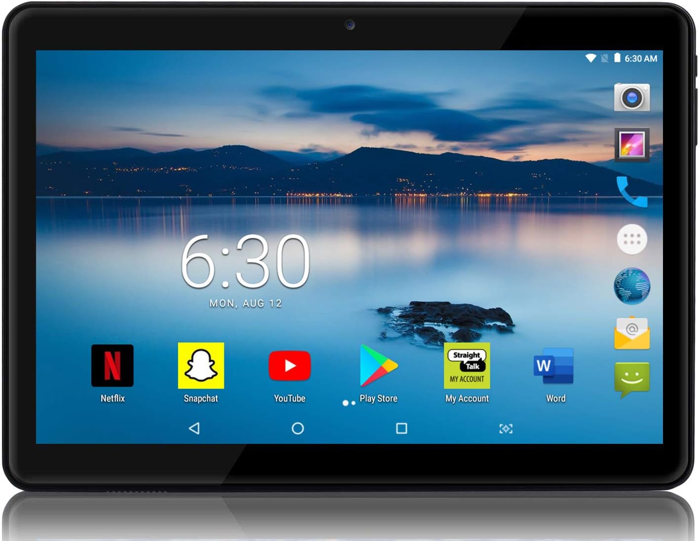 MANJEE Android Tablet 10 inch with 2.5D Curved Glass IPS Screen, Unlocked Wi-Fi 3G Phablet 4 GB RAM 64 GB Storage Dual Cameras, Supports Bluetooth GPS (Black)