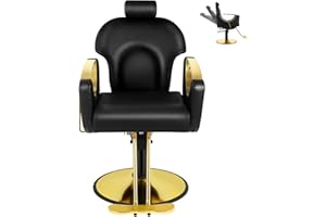 Halamine Barber Chair Salon Chair, Styling Chair for Hair Stylist Reclining 360° Swivel Adjustable Headrest Hydraulic Hair Armchair for Hairdressers Home