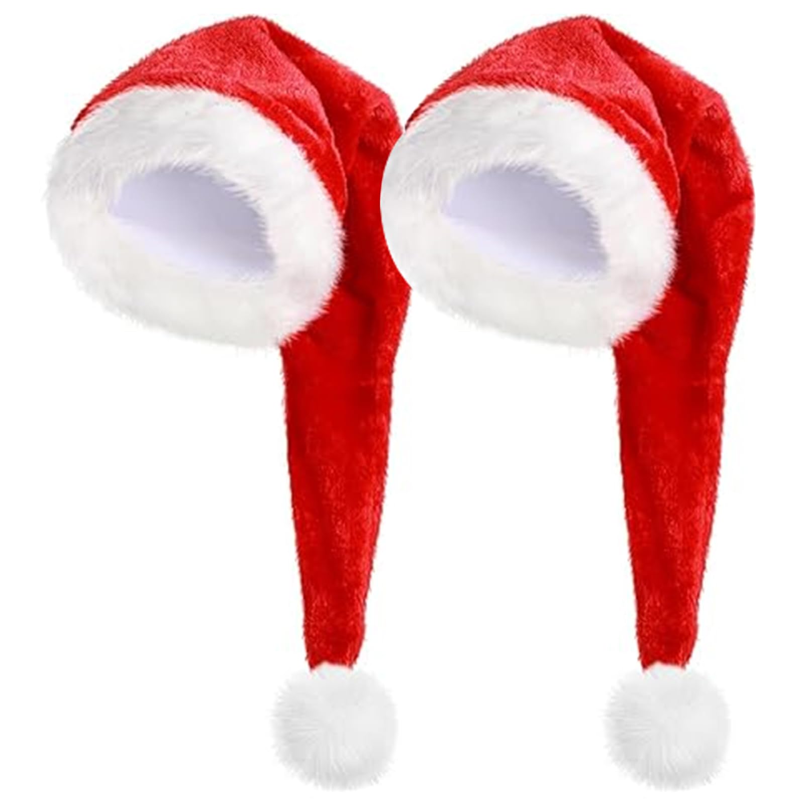 RoadLoo Santa Hat, 2Pcs Unisex Christmas Cap Xmas Hat for Adults Xmas Holiday Claus Hats Long Christmas Hats for New Year Festive Holiday Costume Party Supplies (Red)