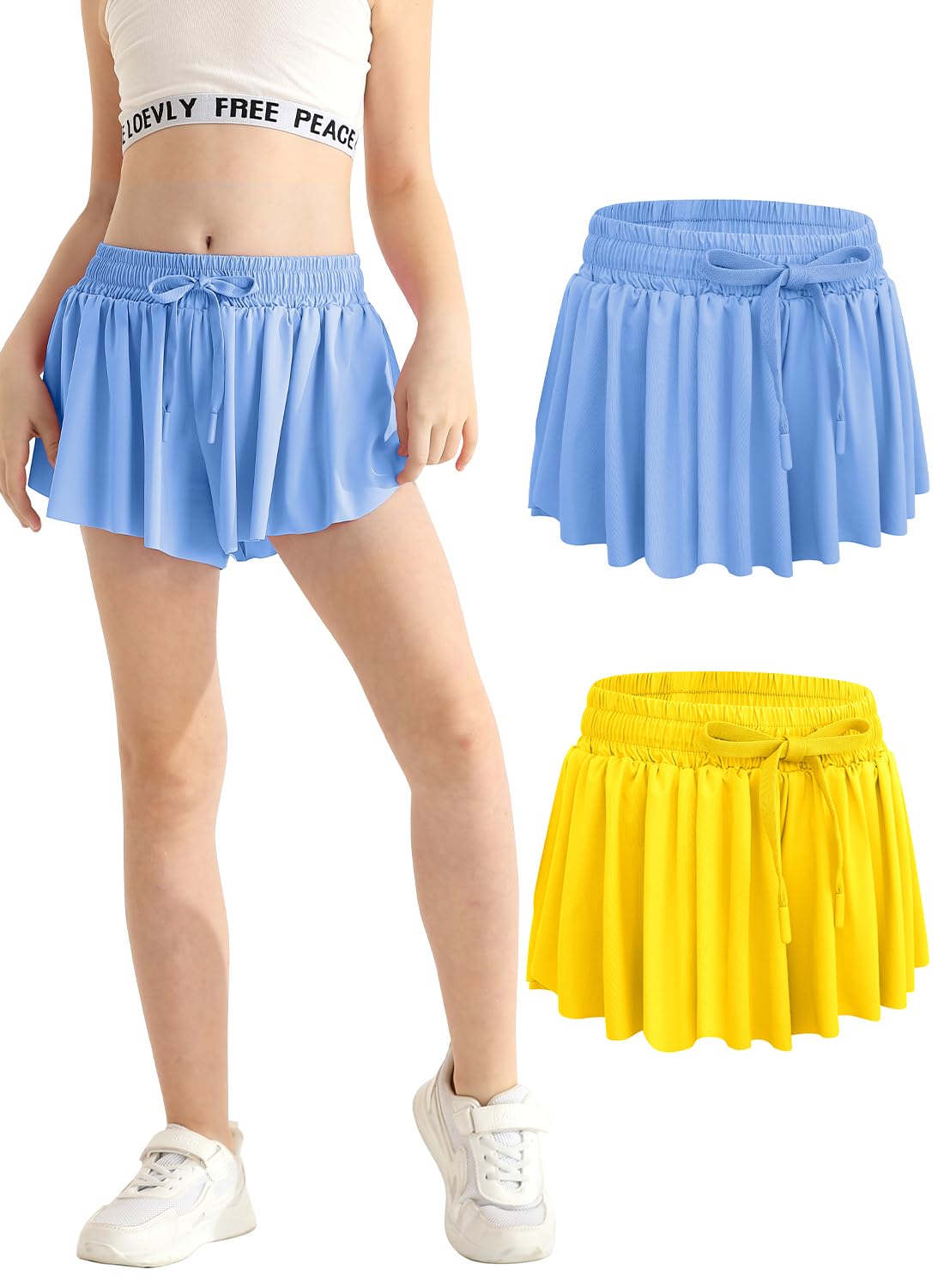 2 Packs Kids Shorts Yellow Blue with Pocket