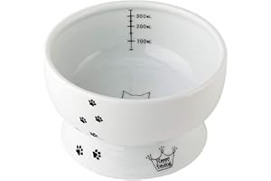 Necoichi Raised Cat Water Bowl, Elevated, with Measurement Lines, Dishwasher and Microwave Safe, No.1 Seller in Japan! (Cat, Regular)