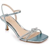 Jewel Badgley Mischka Maci Metallic Sandal with Rhinestone Knot Detail