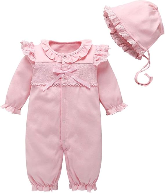 Amazon Co Jp ベビー服 ロンパース 帽子 セット レジス 赤ちゃん ウサギ柄 レース ボウ カバーオール キャップ付き 女の子 かわいい 長袖 フリル ジャンプスーツ 秋冬 新生児服 肌着 パジャマ ルームウエア 人気 子供服 記念日 撮影用 仮装衣装 出産お祝い 服