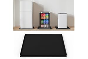 NAMTSO Mini Fridge Mat for Floor Protector - Mini Fridge Drip Tray with Raised Edge Leak Proof, Non-Slip Under Refrigerator Silicone Mat for Portable AC, Ice Maker, Water Cooler, Black, 19.7"x19.7"