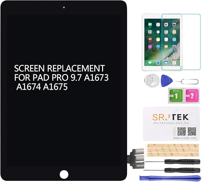 Ersatzdisplay Fur Ipad Pro 9 7 A1673 A1674 A1675 Lcd Display Touch Digitizer Glas Montage Ohne Homebutton Schwarz Amazon De Elektronik
