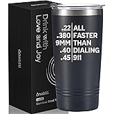 Onebttl Gun Lover Gifts for Men, 20oz Stainless Steel Tumbler with Spill-Proof Lid and Straw, Gifts for Gun Enthusiast & Lovers, Gun Related Sayings Stuff, Gifted Box Included, Black- Faster