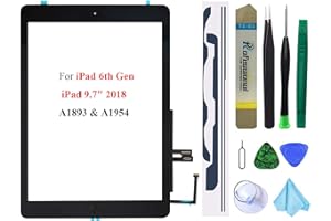 DEDYEL Dedia Black Touch Screen Replacement Digitizer Glass Assembly for iPad 6 6th Generation 2018 9.7inch (A1893 A1954) with Home Button(No Support Touch ID)+Pre-Installed Adhesive +Professional Tool Kit