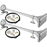 Vixen Horns Train Horn for Truck/Car Dual Trumpet+Covers Chrome VXH1167CX2 Super Loud dB, Chrome Plated Air Horns for 12V Vehicles like Semi, Pickup, Jeep, RV, SUV, Motorcycle