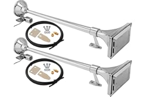 Vixen Horns Train Horn for Boat/Truck/Car. Air Horn Waterproof Chrome Plated Dual Trumpet (Large) + Cover. Super Loud dB. Marine Grade Finish. Fits 12v Vehicles like Semi/Pickup/Jeep/SUV VXH1167CX2
