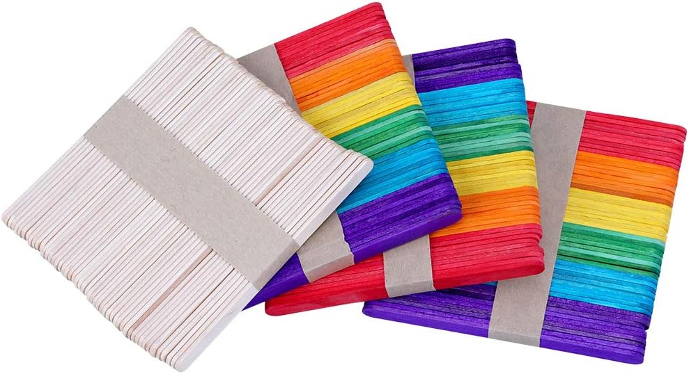 200 Pcs 4.5 Inch Natural Colored Wood Popsicle Sticks, Natural Wood Craft Sticks, Great for Crafts Homemade and DIY Creative Designs