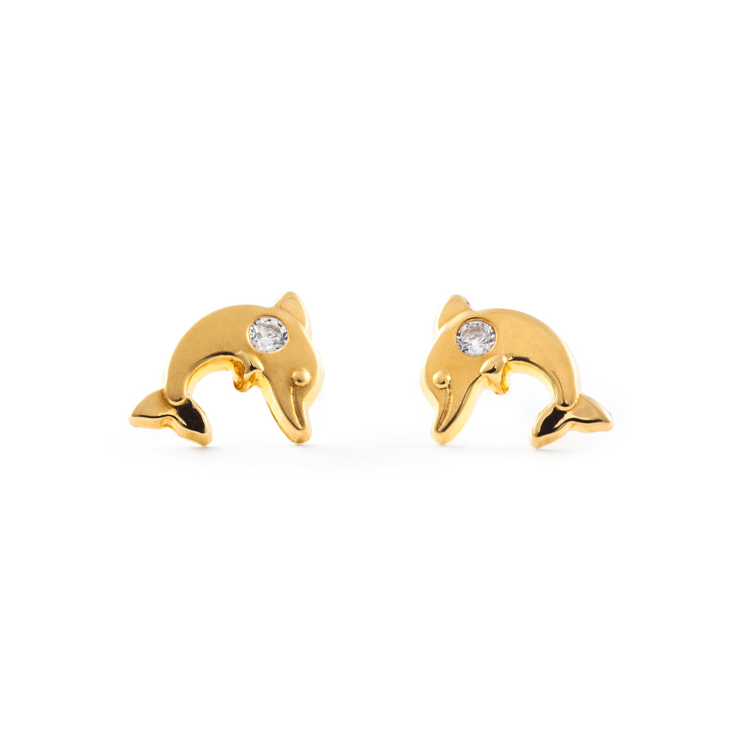 9ct Yellow Gold dolphin Children's Earrings
