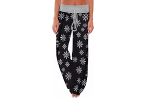 iChunhua Women's Comfy Stretch Floral Print Drawstring Palazzo Wide Leg Lounge Pant