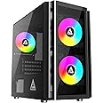 Apevia Phenom-BK Phenom Micro-ATX Gaming PC Case w/ 3X 120mm ARGB Fans, 366 RGB Light Modes, 1x Glass Front Panel, 340MM GPU Support, 1X USB3.0, 2X USB 2.0, Black