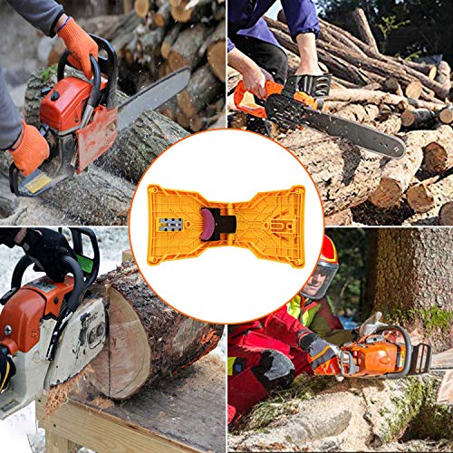 LIUMY Chainsaw Sharpener, Chainsaw Teeth Sharpener Work Sharp Chain Saw Sharpener Chain Saw Blade Sharpener (Fit for Chainsaw Bar with 2 Holes) - Lightweight, Portable and Safe