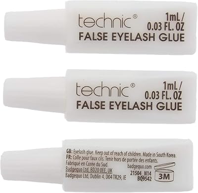 Technic Eyelash Glue 1ml Pack of 3 - Long Lasting False Lash Adhesive