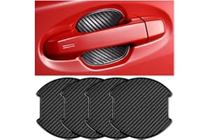 Mandark Car Door Handle Cup Scratch Protector, 4PCS 3D TPU Carbon Fiber Vehicle Door Bowl Sticker, Automotive Door Handle Paint Protective Film Cover Accessories, Universal for Most Cars (Large)