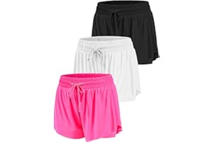 Mexholin 3/4 Packs Girls Butterfly Shorts 2 in 1 Girls Athletic Shorts Youth Flowy Shorts for Active, Running,Basketball