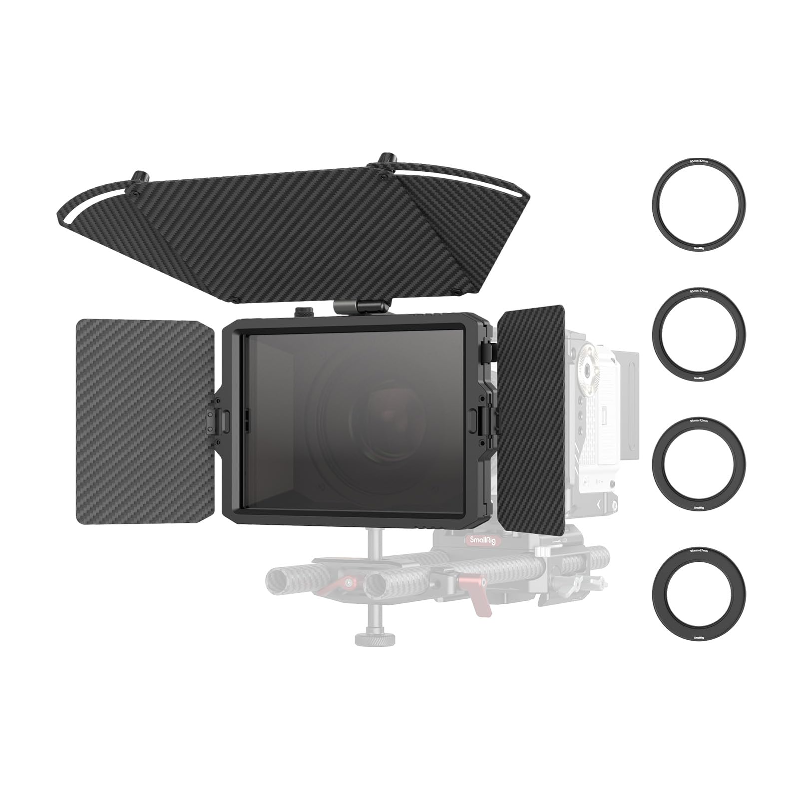 Photo 1 of SmallRig Mini Matte Box Pro Flag Kit with Two 4 x 5.65 Filter Frame, Modular Anti-Glare System with ?67/72/77/82-95mm Adapter Ring, Carbon Fiber Lightweight Design