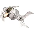 Probrico Wave Style Lever Handles Entrance Door Knobs Entry Door Locks Brushed Nickel