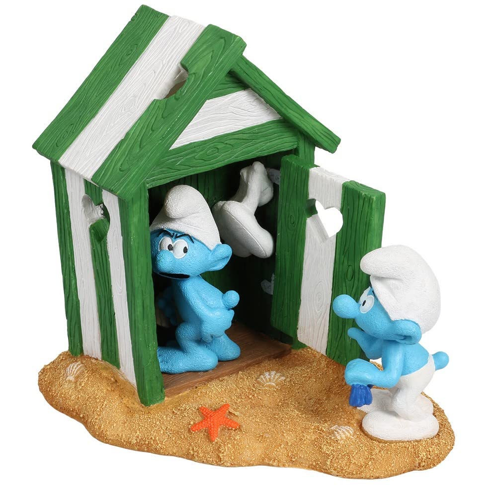 Smurfs AquaDella Aqua Della The Smurfs Beach Hut Figurine, 5.7 x 4.5 x 5.75 inches, Highly Detailed and Made of Polyester Resin, Non-Toxic and pH Neutral, for Freshwater and Saltwater Aquariums