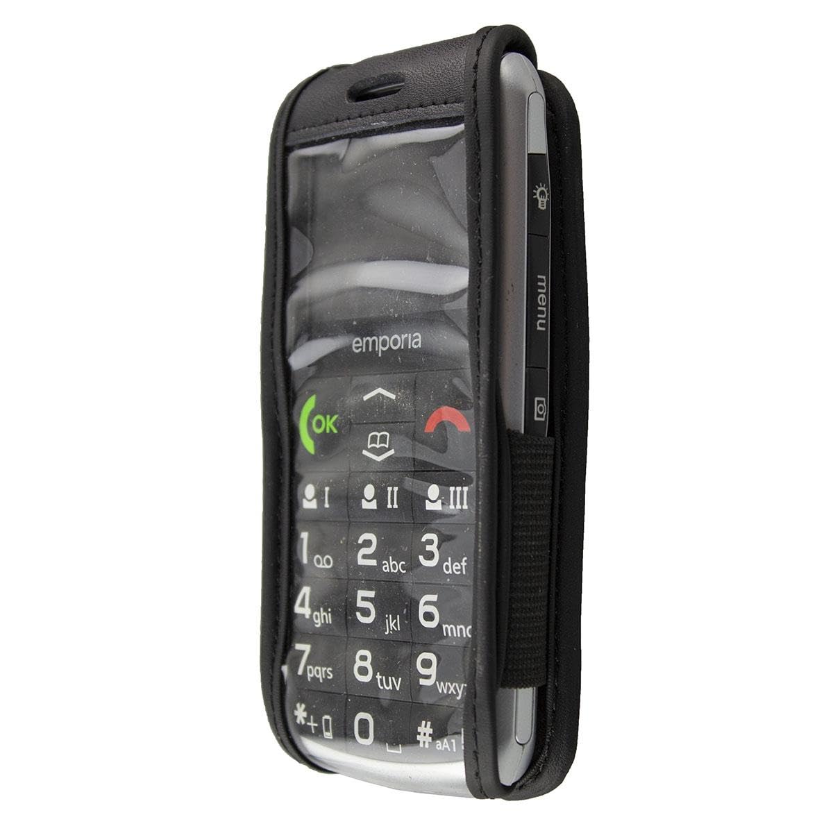 caseroxx Leather-Case with belt clip compatible with Emporia Classic made from genuine leather, Pouch with belt clip and viewing window in black