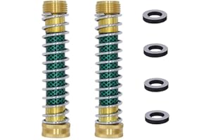 HQMPC Flexible RV Hose Protector Spring Garden Hose Extension Adapter 3/4" GHT Solid Hose Kink Protector Coil Spring 2 Pack 4 Washers