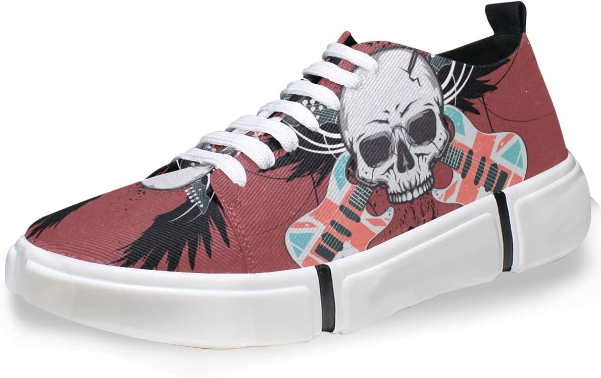 FANTAZIO Men's Casual Shoes Wings Skeleton Guaitar Men's Skate Shoe