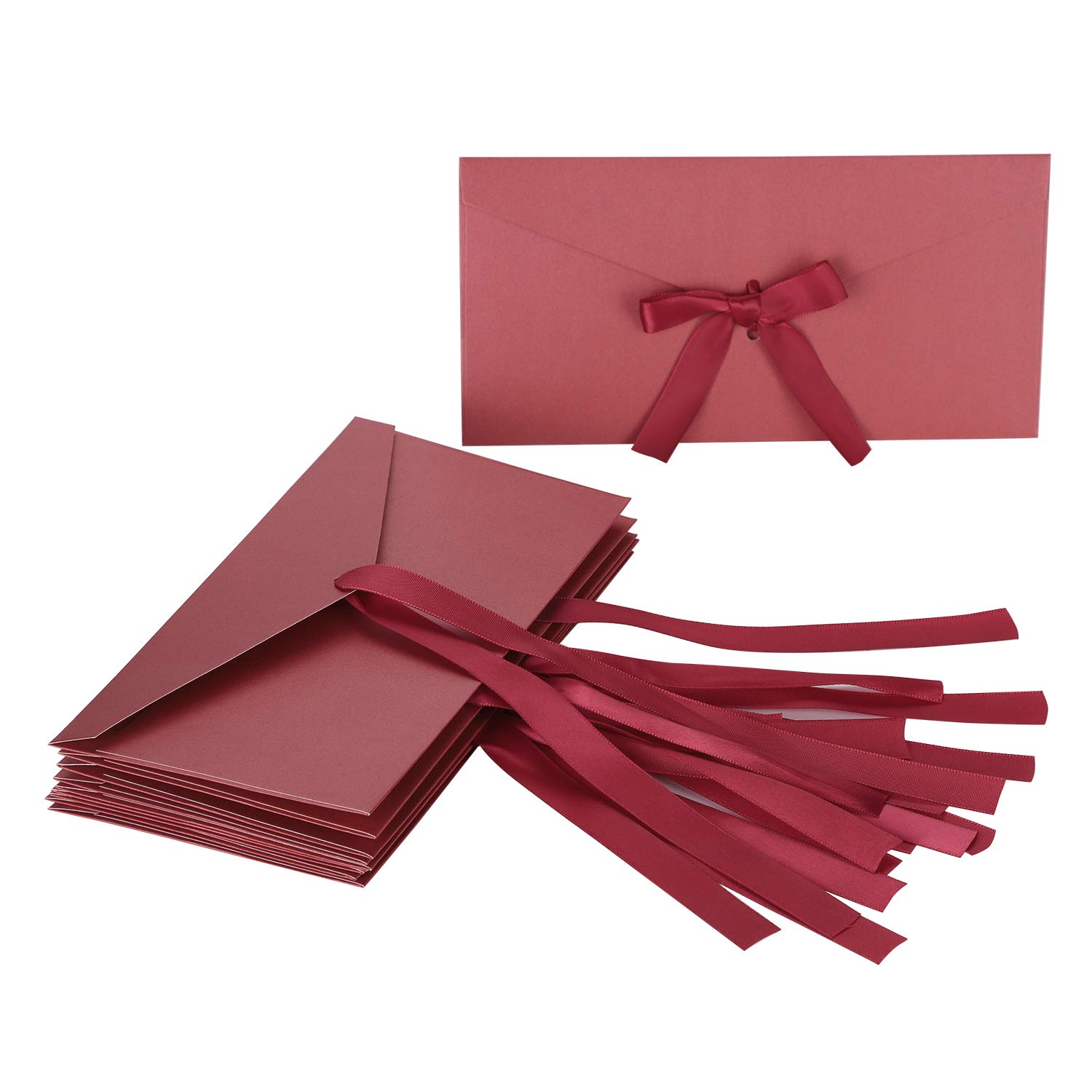 10PCS Gift Card Envelopes Birthday Card Envelope Pearlescent Paper Wedding Invitation Envelope Cute Mini Envelopes with Ribbon for Handmade Invitations Letters or Festival Cards