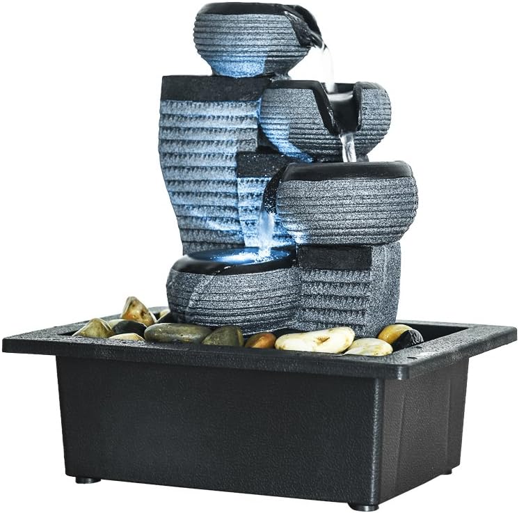BBabe Desktop Waterfall Fountain Decor LED Illuminated Indoor Portable Waterfall Tabletop Fountains 10 1/5" High: Home & Kitchen
