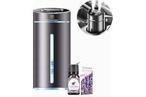 CAMATERLOT Smart Car Air Freshener,Aromatherapy Scent Diffusers Oils Humidifier,Ultrasonic Atomizer,Adjustable Concentration,Auto On/Off,Built-in Battery,40ml French Natural Fragrance(Gun Color)