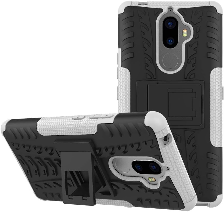 Imak Case for Lenovo K8 Note + Tempered Glass Screen Guard, 2in1 TPU/PC Combo [Dual Layer] [Integrated Kickstand] Rugged Heavy Duty Hybrid Armor, Shockproof Durable Tough Defender Cover (White)