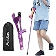 Antdvao Folding Crutch (x1 Unit) Forearm Crutch Crutch for Adults Crouches for Walking,Rubber Handles, Comfortable, Non-Slip Crutches for Adults(Single Violet)