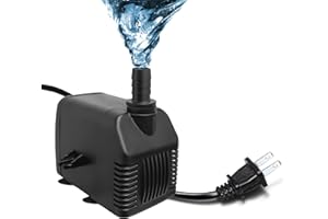 LUTI Pump 800GPH Ultra Quiet with Dry Burning Protection 8.8ft High Lift for Fountains, Hydroponics, Ponds, Aquariums (800GPH,24W)