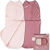 Momcozy Swaddles for Newborns, Quiet Fastener Suitable for Infant 0-3 Months, New-Parent-Friendly Swaddle Sack, Reduce Startle Reflex, Newborn Boys Girls Registry Essentials, 2-Pack, Bloom